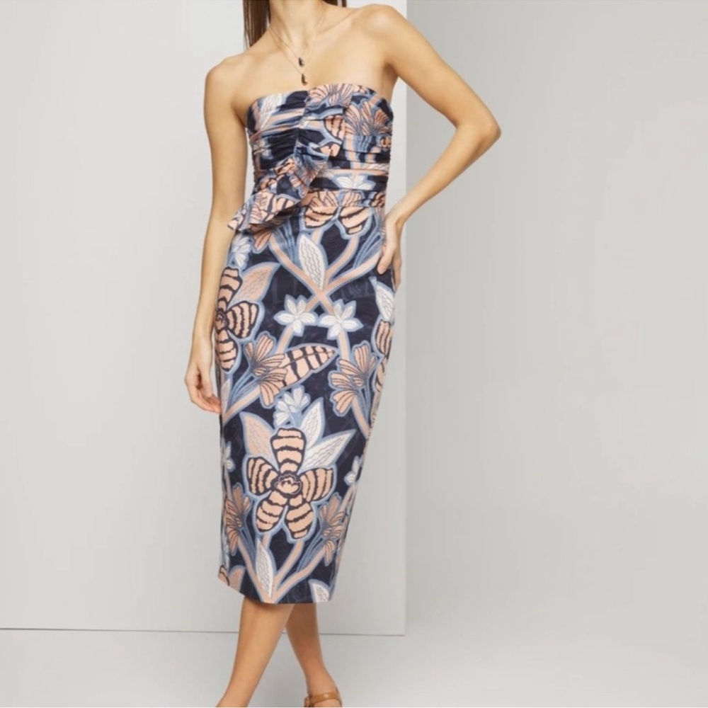 NWT WHBM Strapless Ruffle Bust Sheath Dress, Sz 10